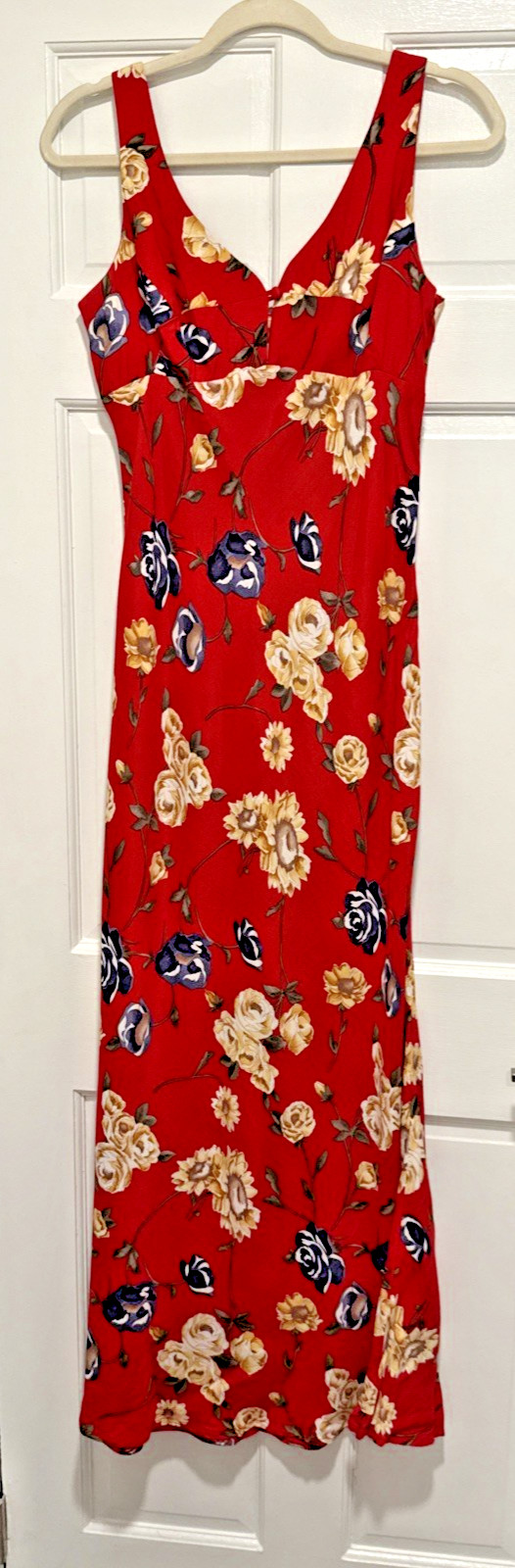 VTG 90s Rampage R-Wear Red Floral Maxi Slip Dress 100% Rayon Grunge Whimsigoth 9
