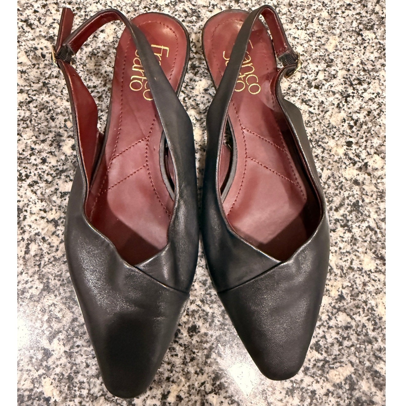 Franco Sarto Black Leather Slingback Flats – Size 5M