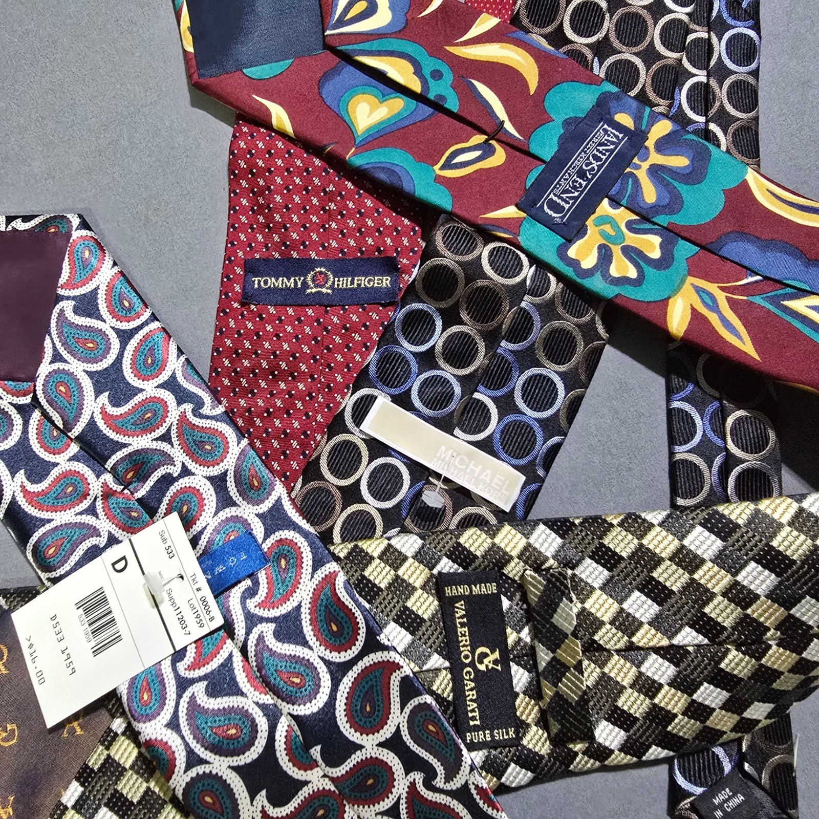 Tommy Hilfiger Michael Kors Tie Lot Mens Multicolored Silk Patterned 5pc Bundle