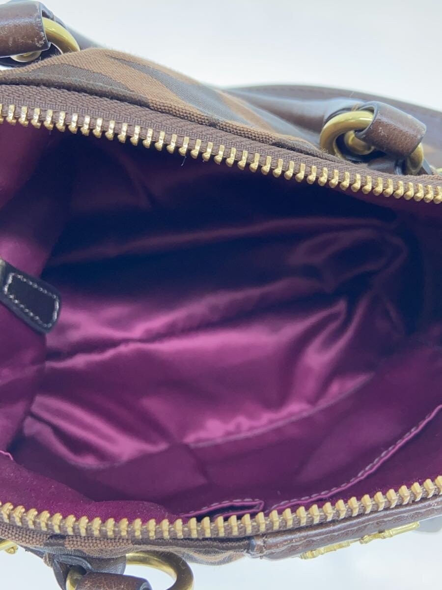 COACH Handbag Madison Op Art Dark Brown Leather Canvas BRW Patterned