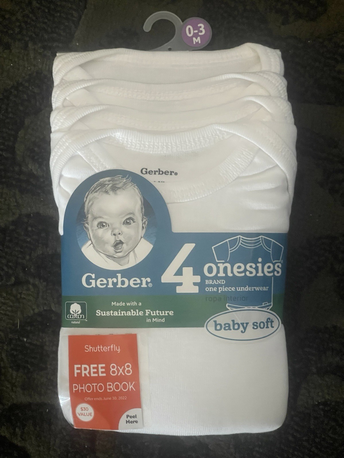 NWT Gerber Baby Short Sleeve Onesies – 4 Pack White – (0-3 M)