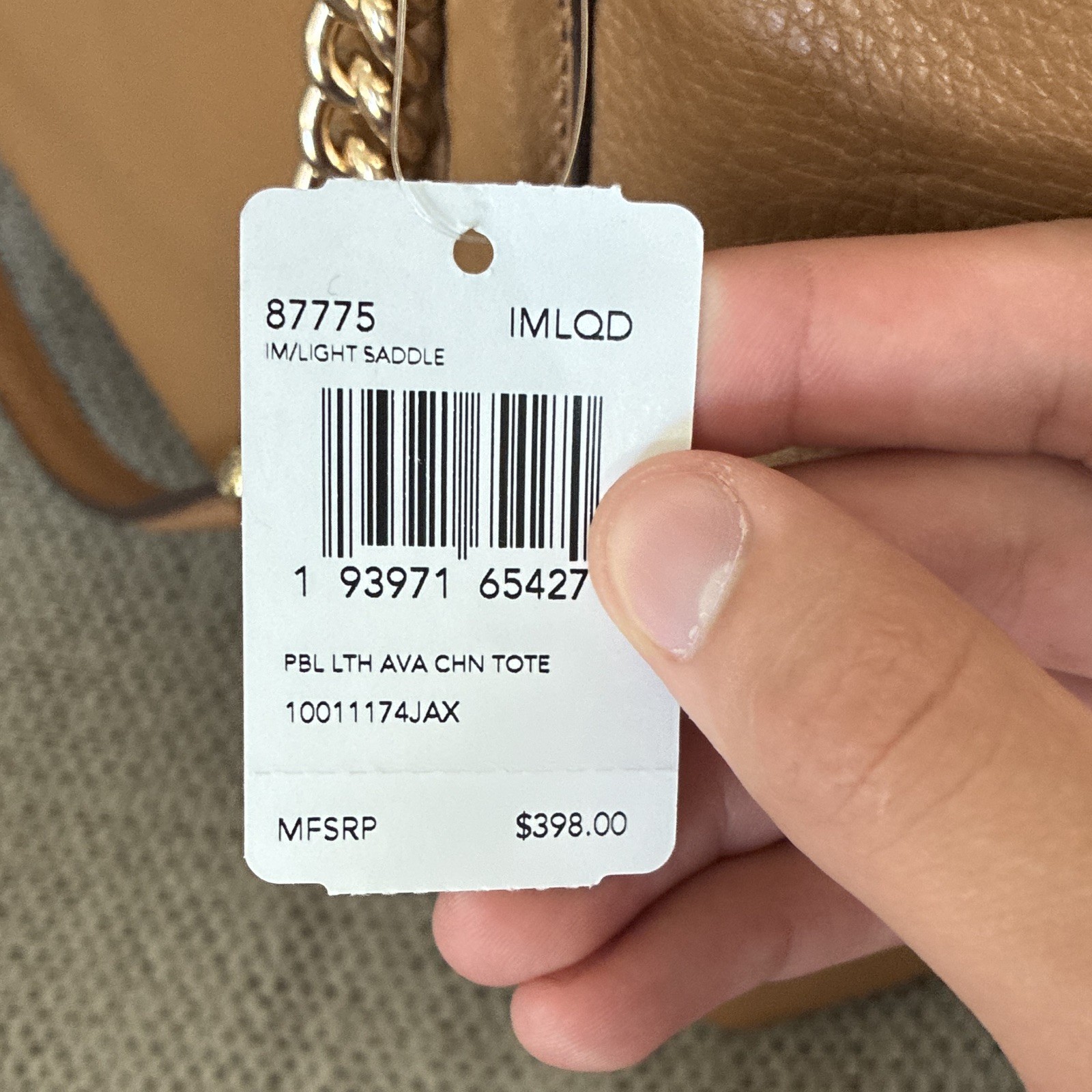 Coach Women’s Pebbled Brown Tote Gold Hardware Zip Top Chain Shoulder Strap