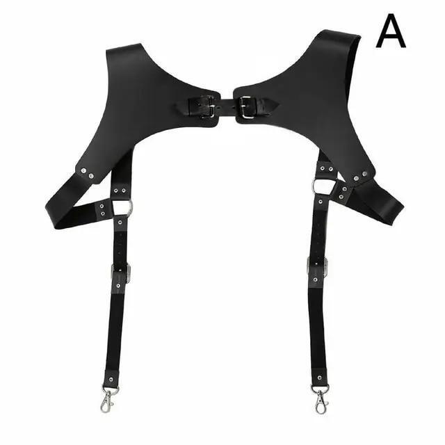 Vintage Leather Suspenders Braces Shoulder Strap Belt Adjustable Harness For Men