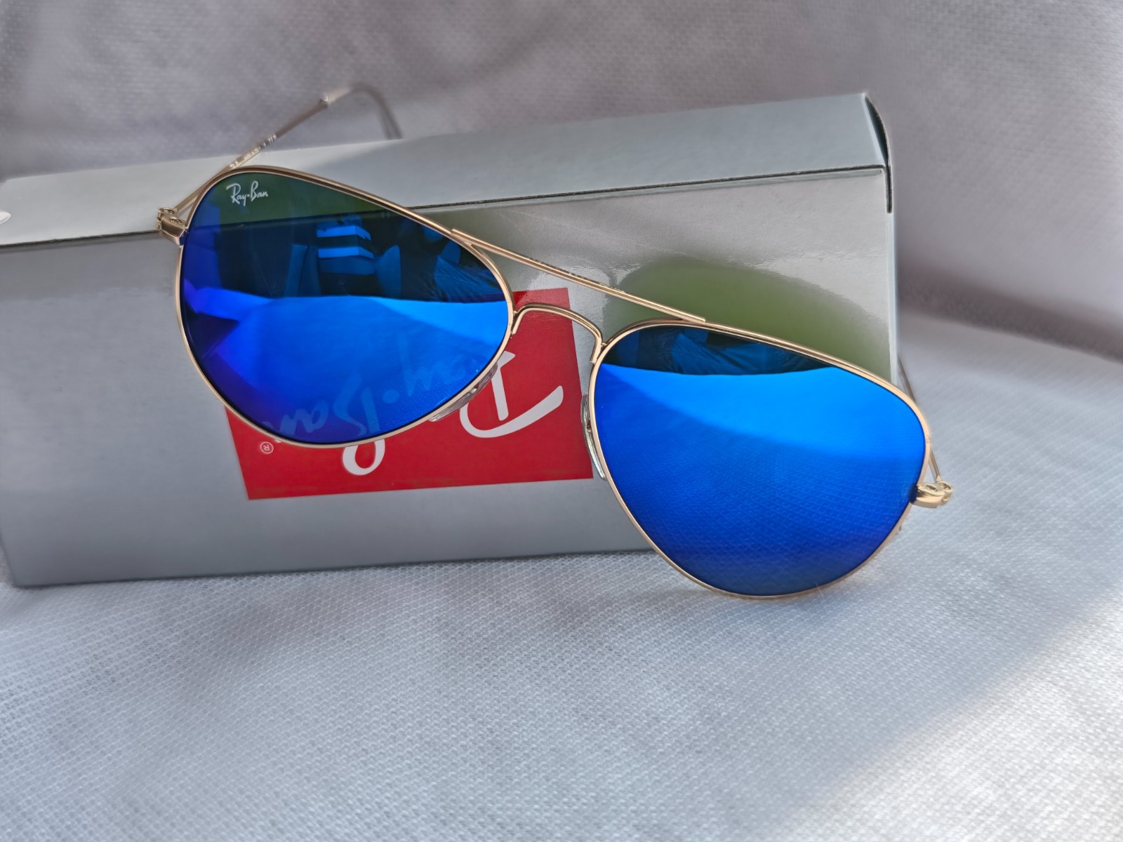 Ray Ban Aviator RB3026 Sunglasses 62mm Blue Lens/Gold Frame