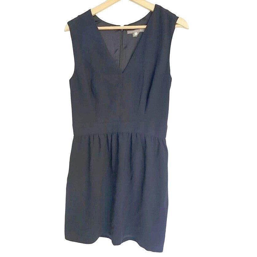 Tegan Dress woman’s 8 navy blue sleeveless knee length pleated