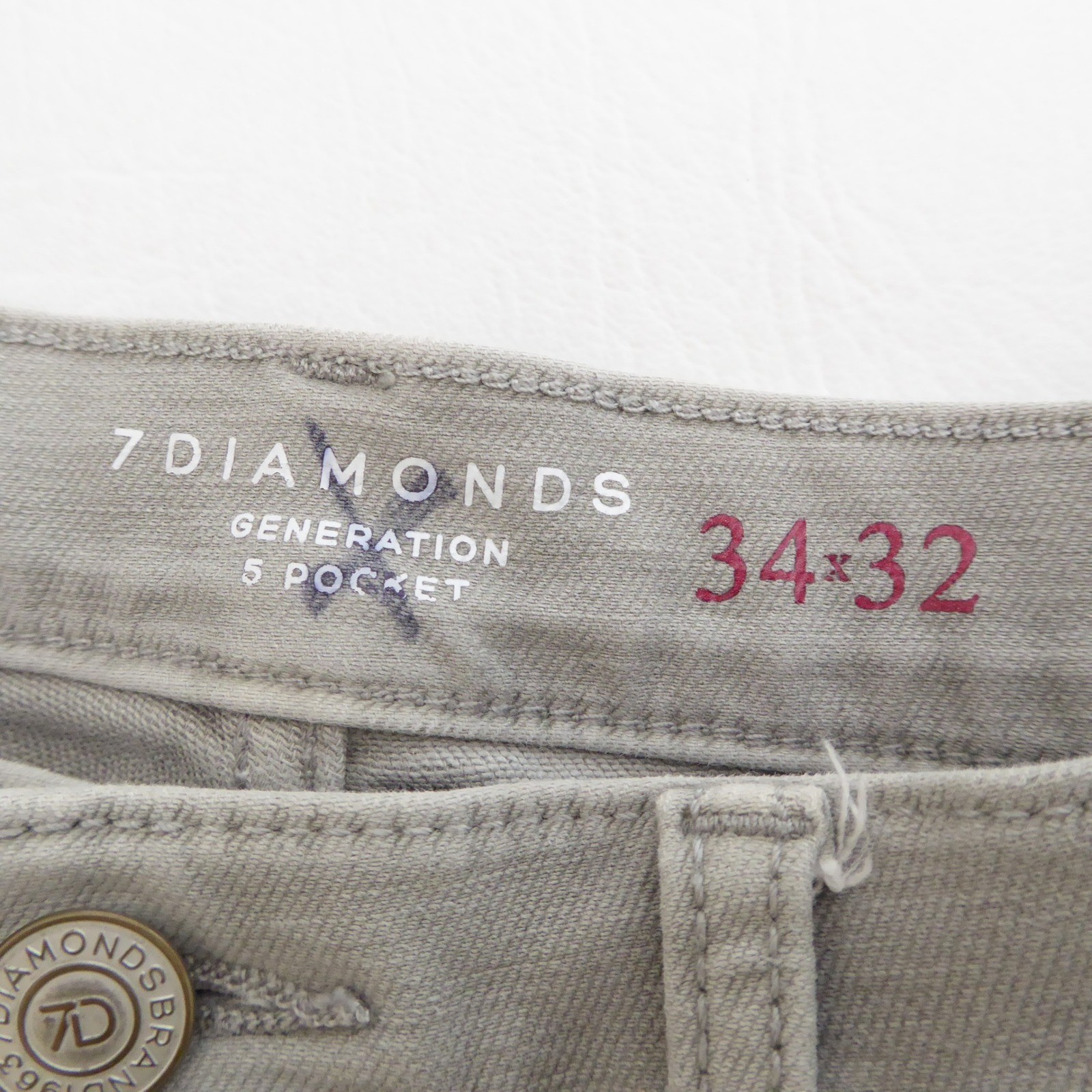 7 Diamonds STP-1259 Mens Generation 5 Pocket Jeans Pants Gray Size 34×29 HEMMED