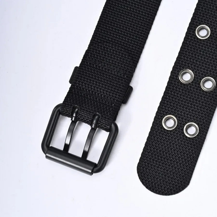 Luxury Nylon Belts Men’s Double Grommet Belt Buckle Outdoor Sport Belt for Jeans