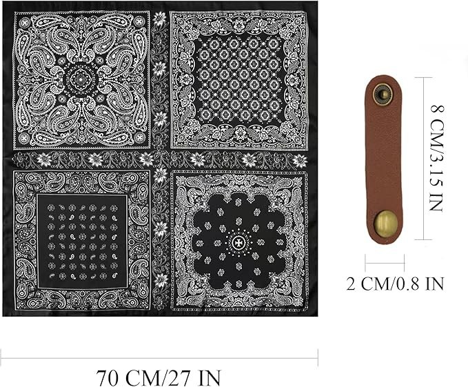 Square Scarf for Men Silk Feel Neck Scarf Satin Bandana Neckerchief Head Black