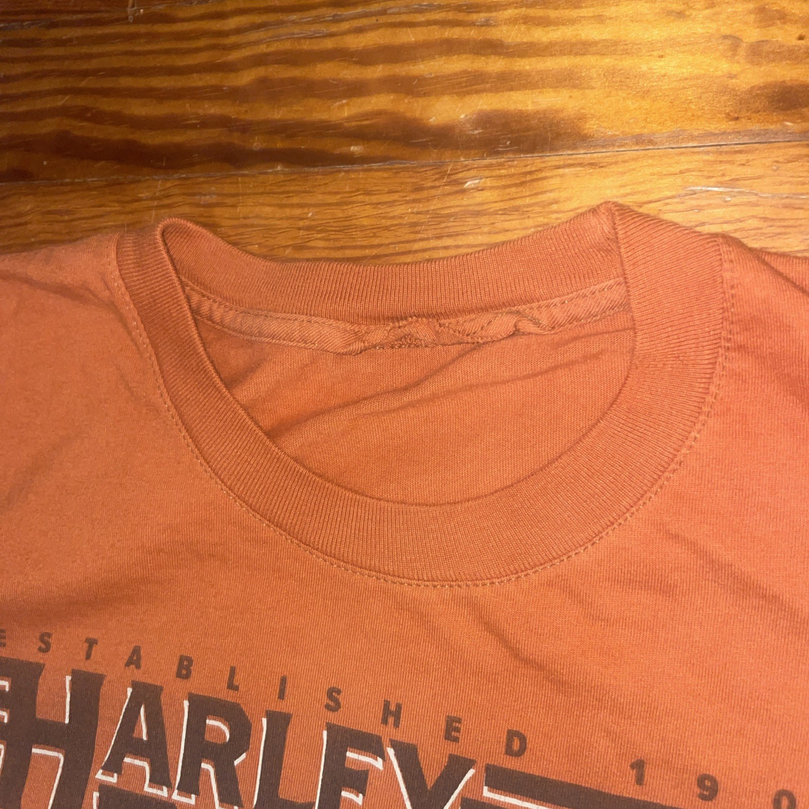 Harley Davidson Fort Worth Texas T Shirt Sz Large Orange Biker Distressed