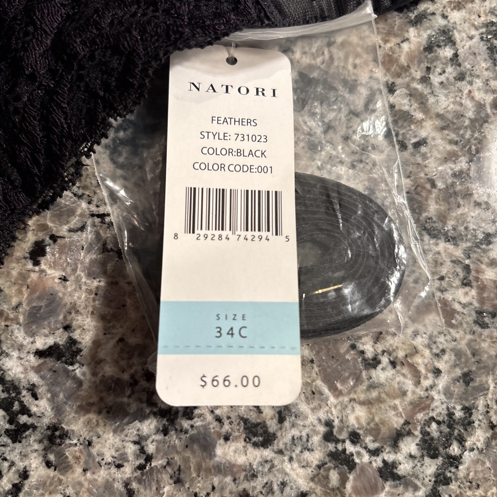 NWT NATORI CONVERTIBLE STRAPLESS U’WIRE BRA BLACK SIZE 34C(75C)