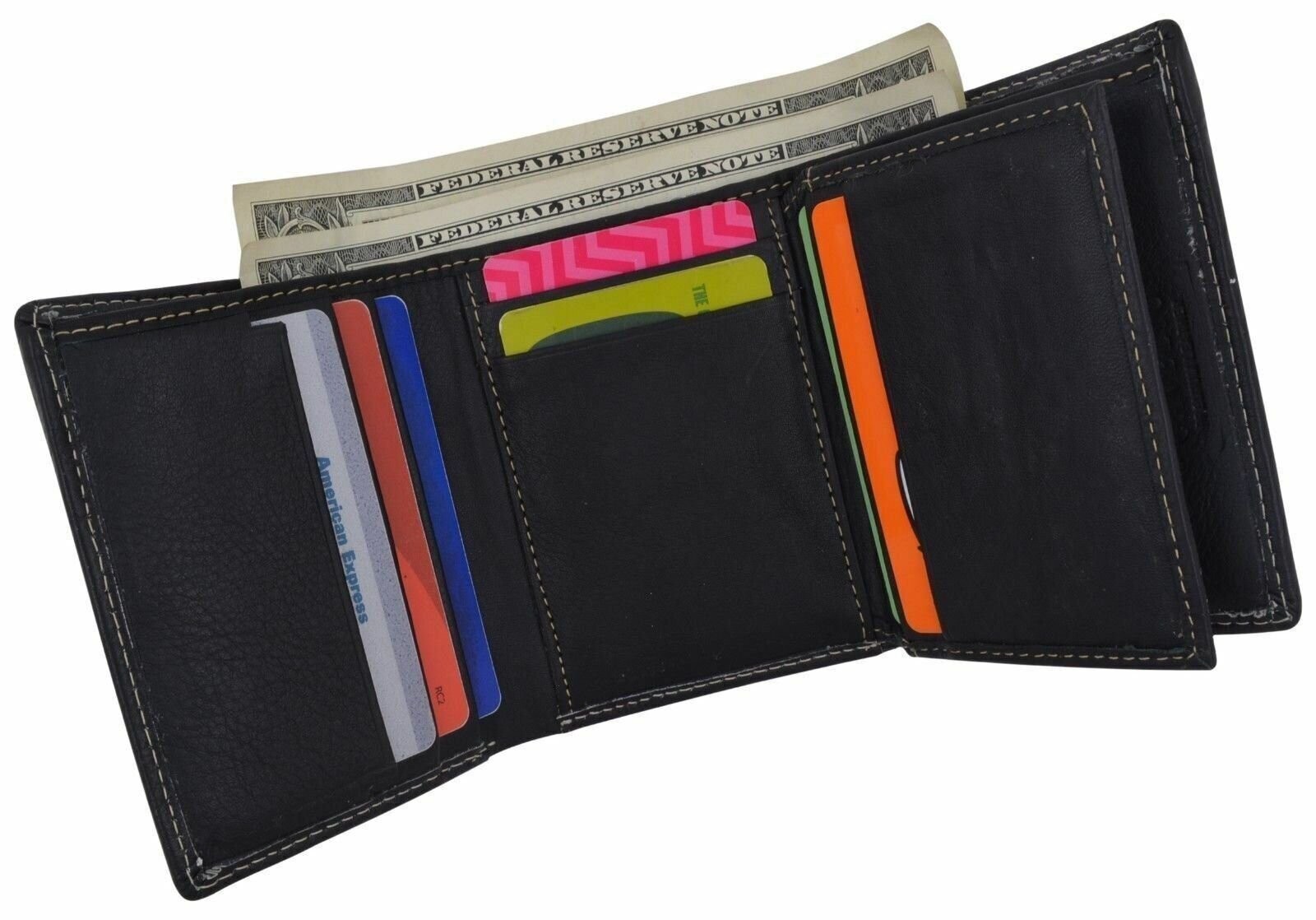 Trifold Mens Premium Leather Credit Card ID Holder Wallet US Free Shipping New