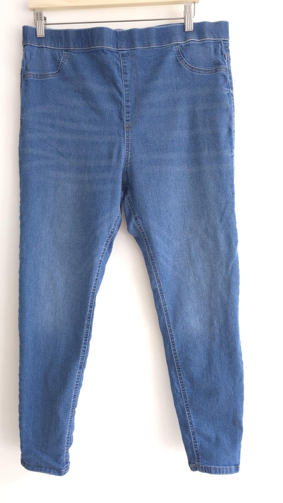 M&S Marks & Spencer Womens Blue Indigo Cotton Blend Denim Jeggings -Sz 18 R