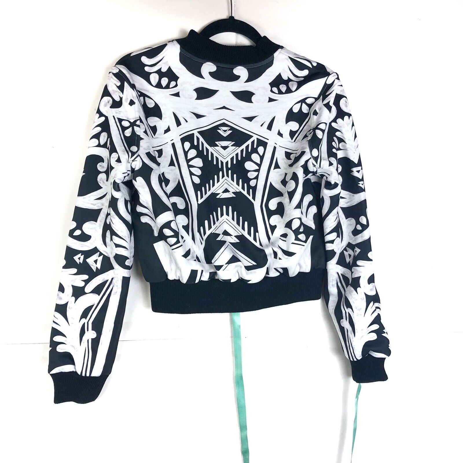 MISTRESS ROCKS “Sugar High” Black White Graphic Bomber Jacket Small