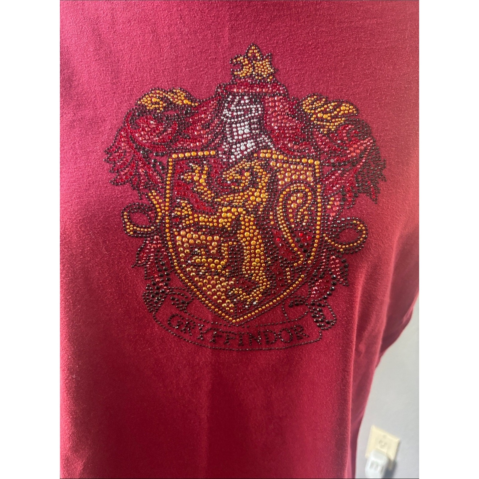 Harry Potter Burgundy Tee with Embellished Gryffindor Crest
