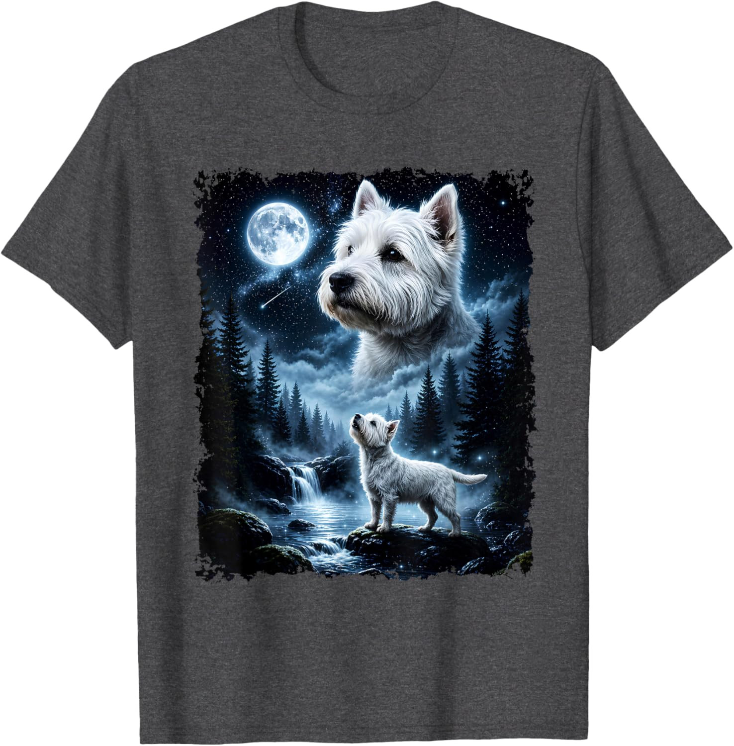 West Highland White Terrier Howling At The Moon Halloween T-Shirt