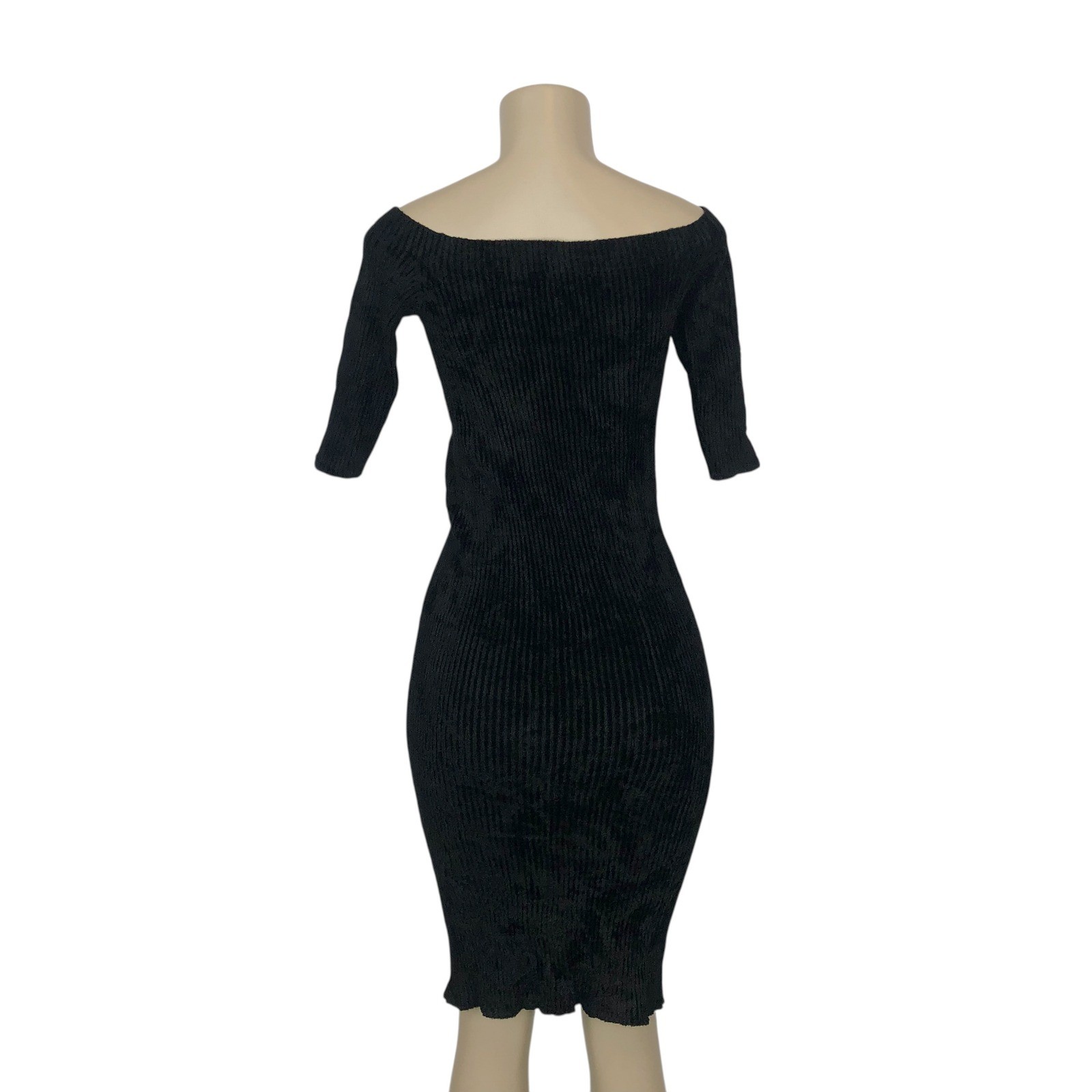 Helmut Lang Italian Yarn Off Shoulder Ribbed Knit Bodycon Midi Dress Size M