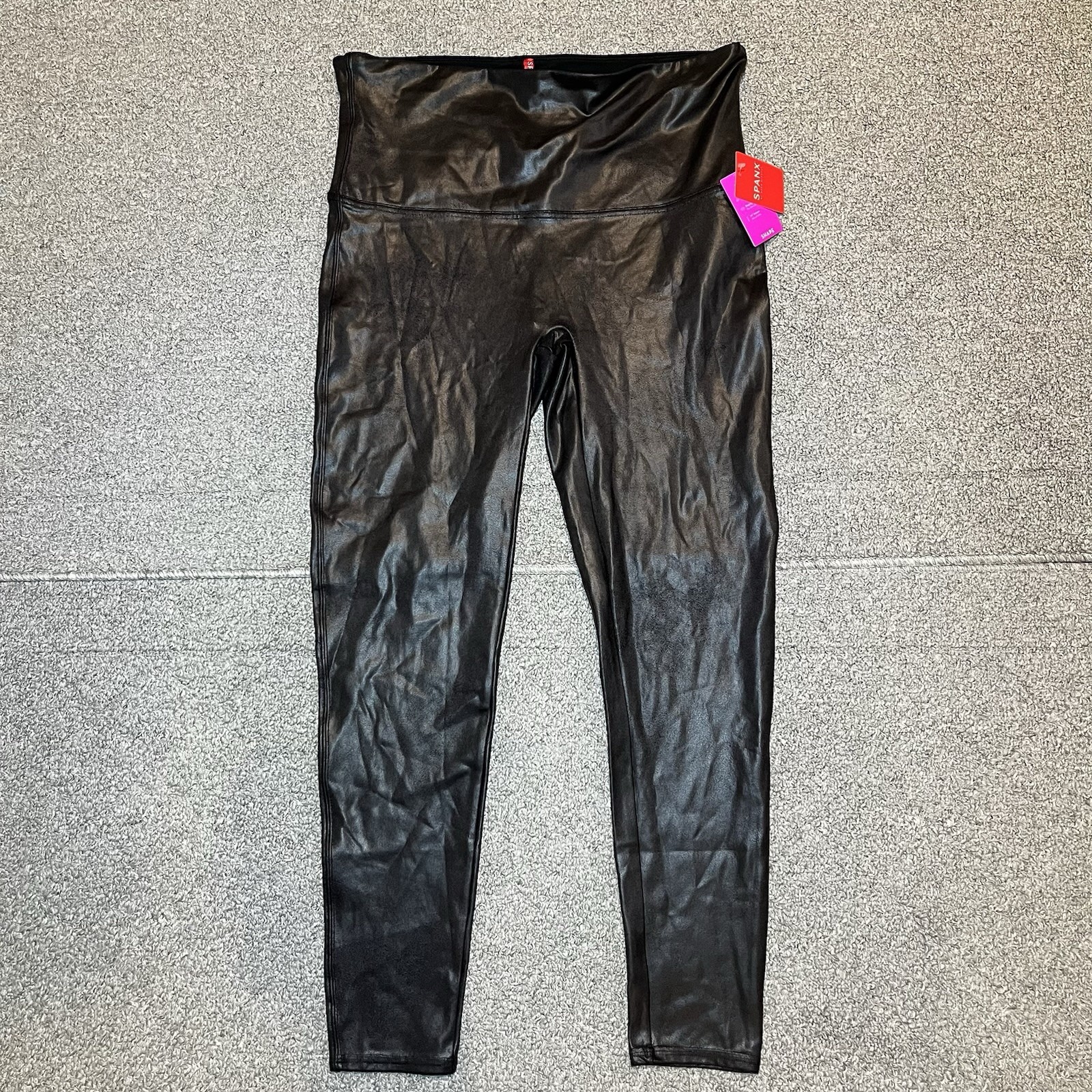 Spanx Faux Leather Leggings Womens Size 2X Black 2437P Nylon Stretch NWT