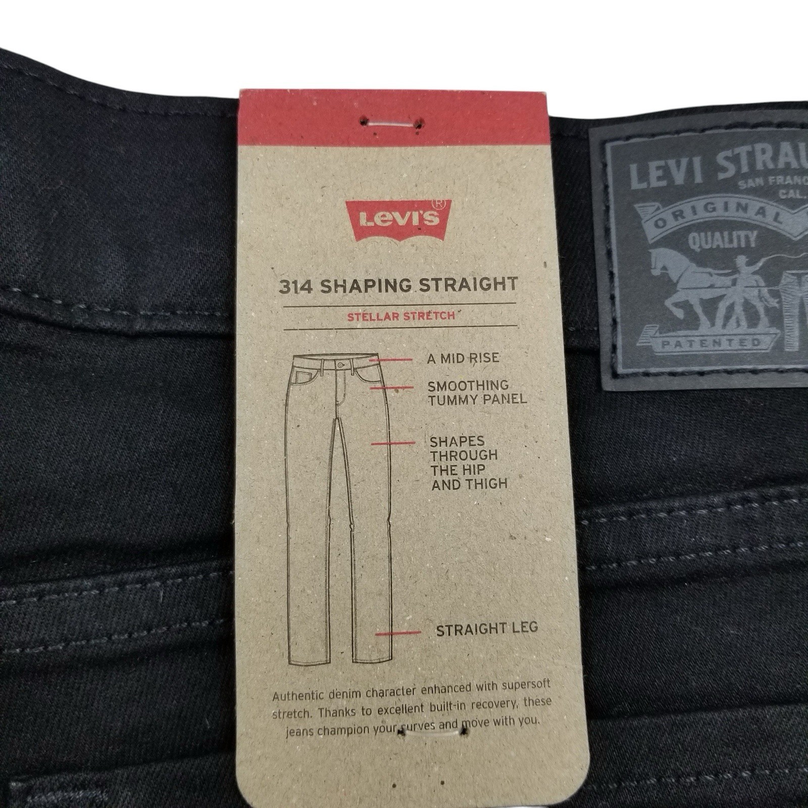 Levis 314 Shaping Straight Black Wash Jeans Womens 31 x 32 New