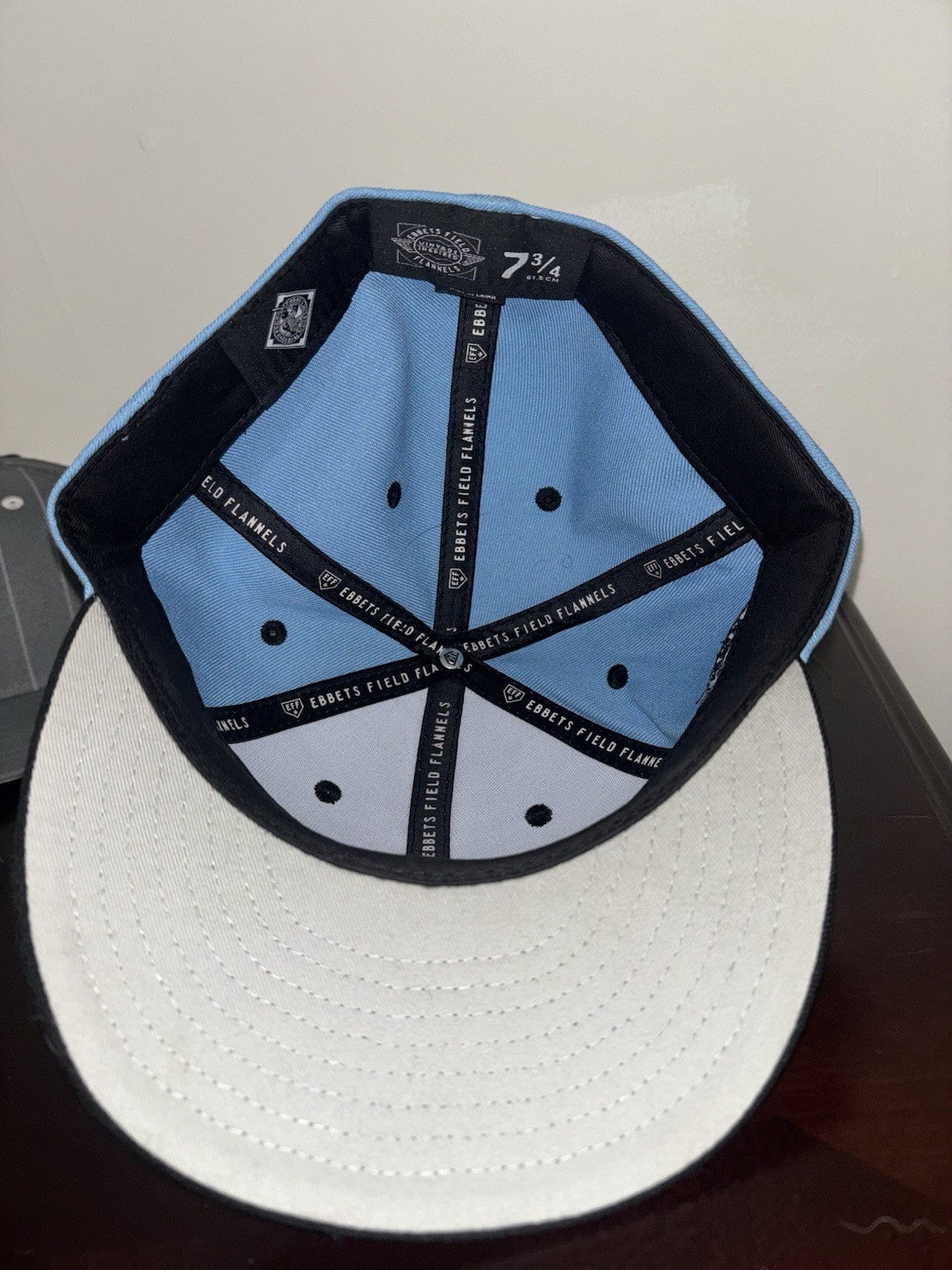 Ebbets Field Flannels Blue/Black Fitted Baseball Cap Hat Men’s Size 7 3/4