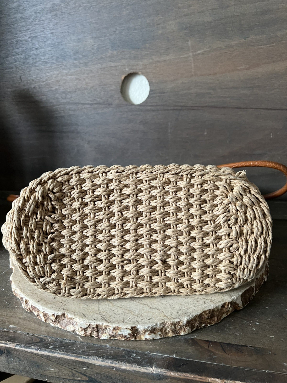 VTG Sun N Sand Woven Straw DOUBLE Handle Tote Beach Bag Boho 16 X 12 X 6 INCHES