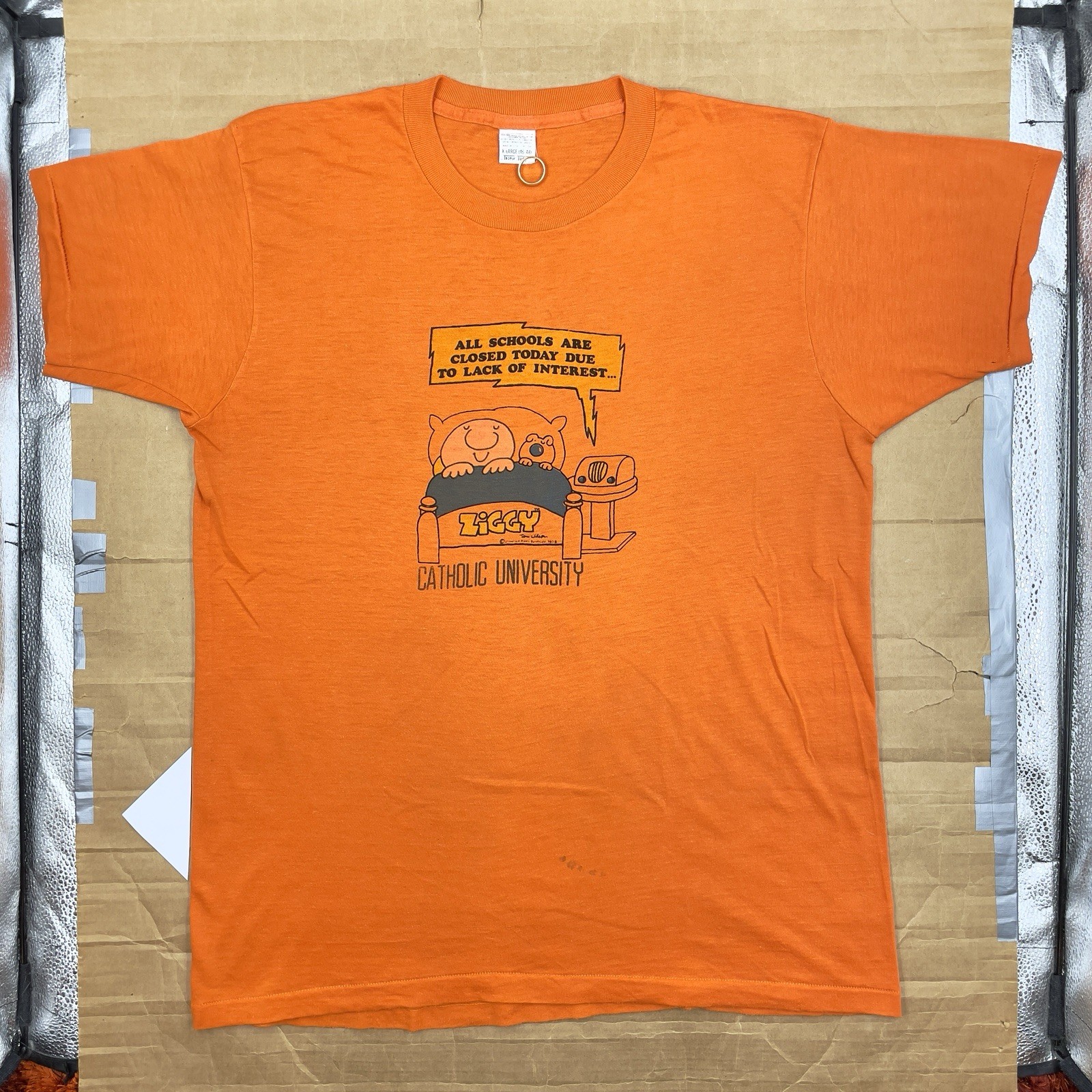 VTG 70s Ziggy 20.75” x 27.25” Catholic University Humor T Shirt