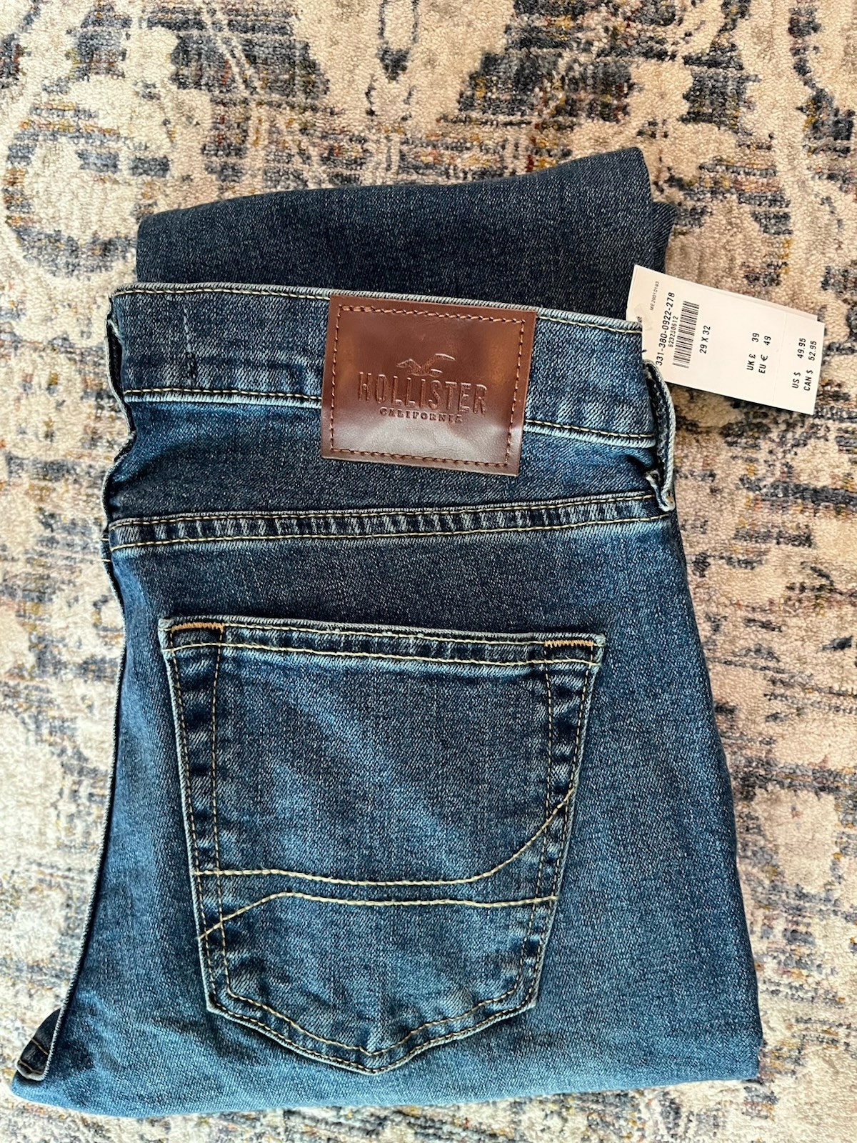 Hollister Men’s Slim Straight Jeans 29×32 Epic Flex Dark Wash Blue Denim