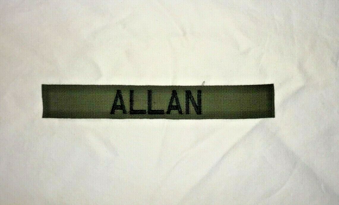 BDU COTTON NAME TAPE OLIVE GREEN TAG EMBROIDERY VARIOUS COLOR LETTERS HOOK