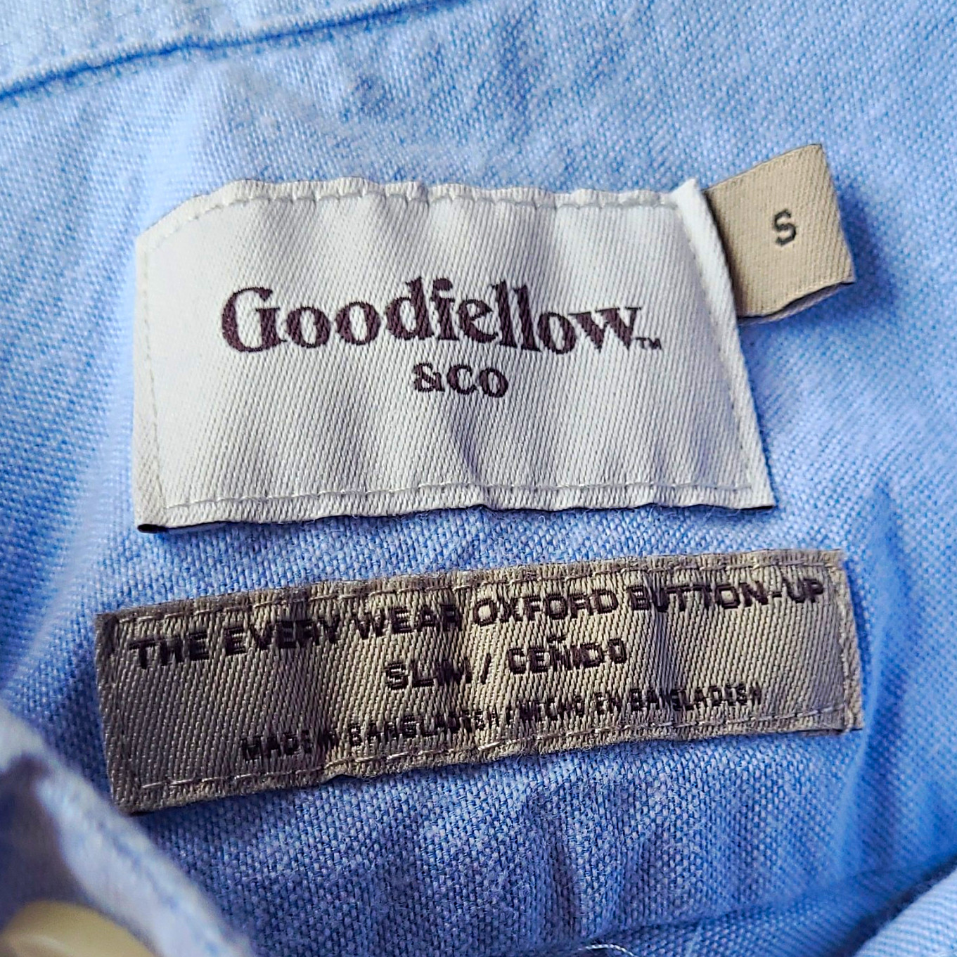 Goodfellow & Co Every Wear Oxford Button-Up Men’s Sz S Slim Blue L/S Pockets