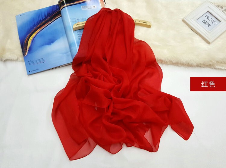 Pure Chiffon Silk Wrap Scarf Shawl Beach Sarong Solid Color Soft Thin 180*100cm