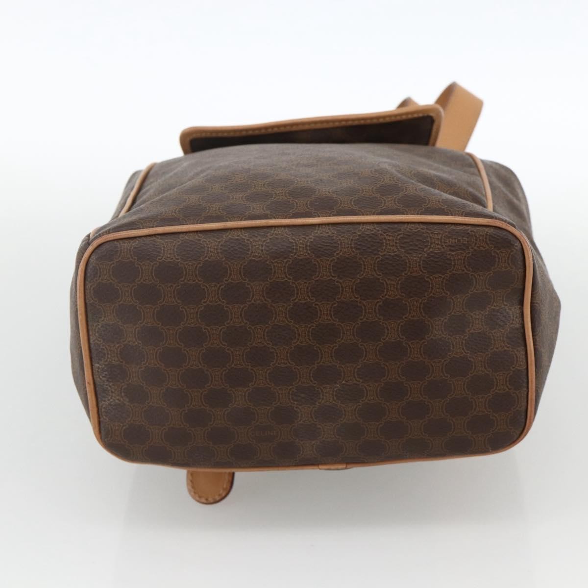 CELINE Macadam Canvas Backpack PVC Leather Brown Gold Auth BAZ796A