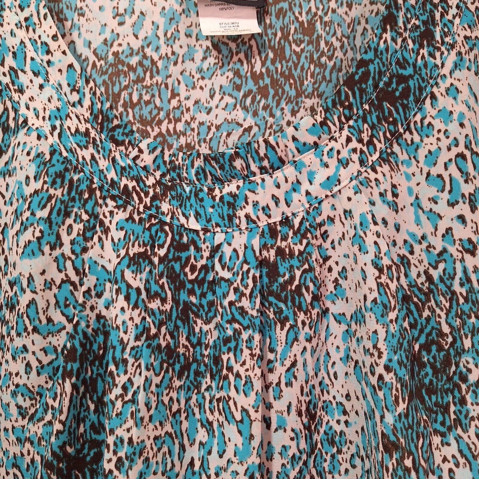 Southern Lady Womens Size M Cap Sleeve Pullover Top Blouse Blue Animal Print