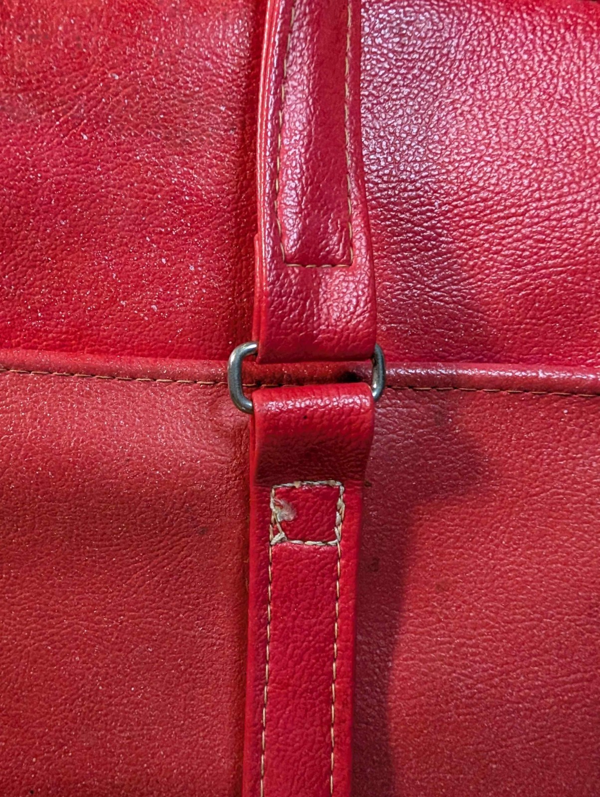 Vintage Samsonite Silhouette Red Vinyl Satchel 14.5in Boxy Tote Carry-on
