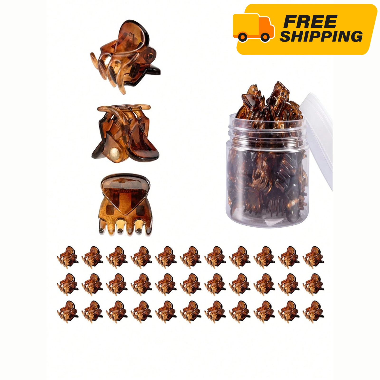 20pcs Mini Brown Hair Clips Strong Grip Claw Clips Women Bangs Bun Accessories