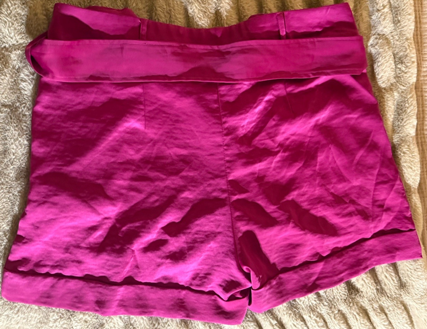 Express Bright Pink High-Waisted Belted Shorts – Women’s Size 14