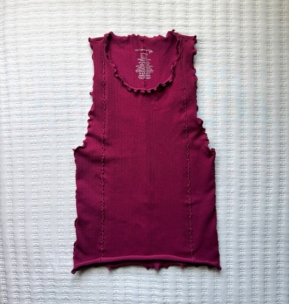 Free People Intimately FP Lettuce Ruffle Trimmed Berry Halter Tank XS/S