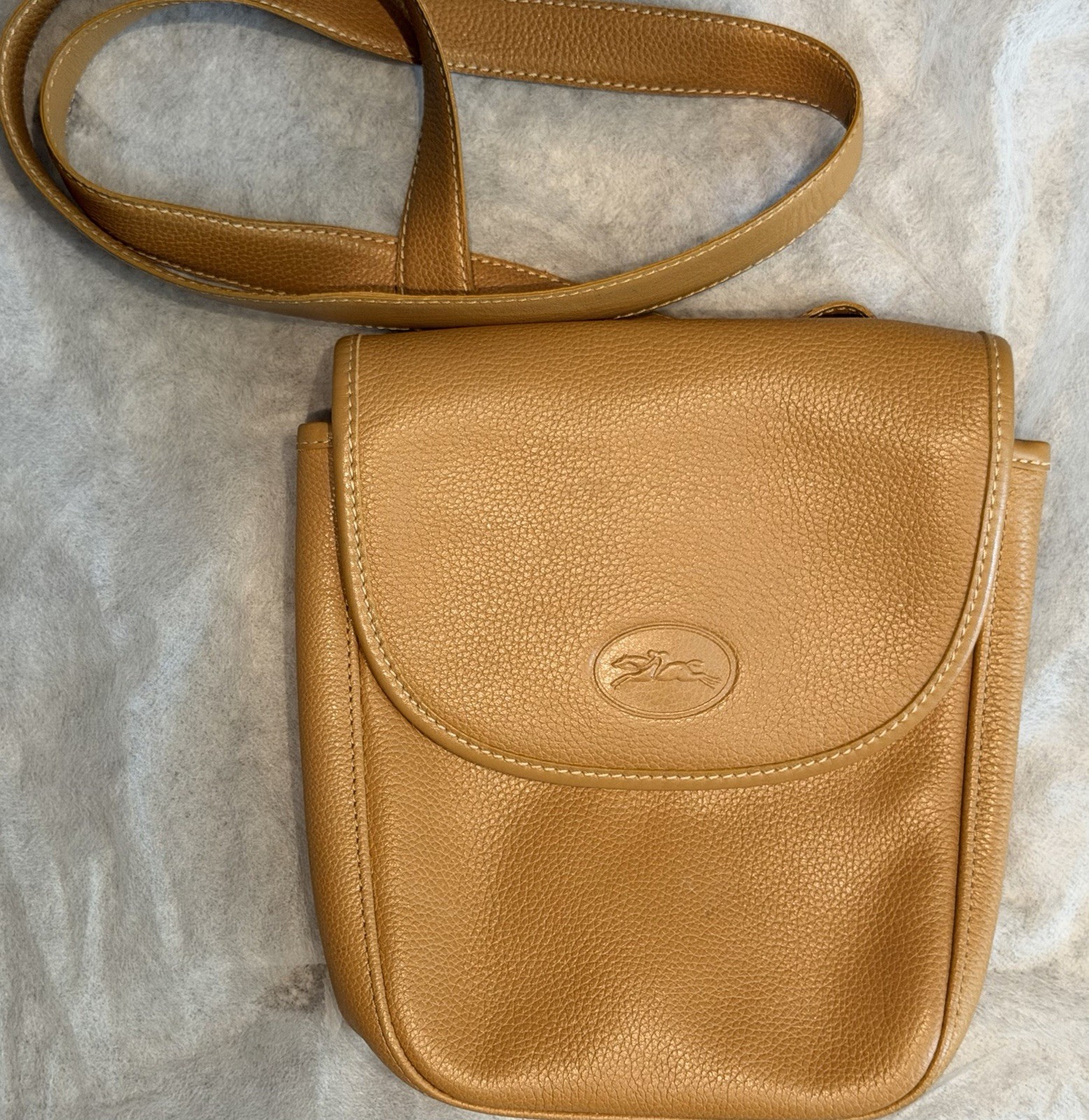 Longchamp Caramel Tan Pebbled Small Crossbody Unisex