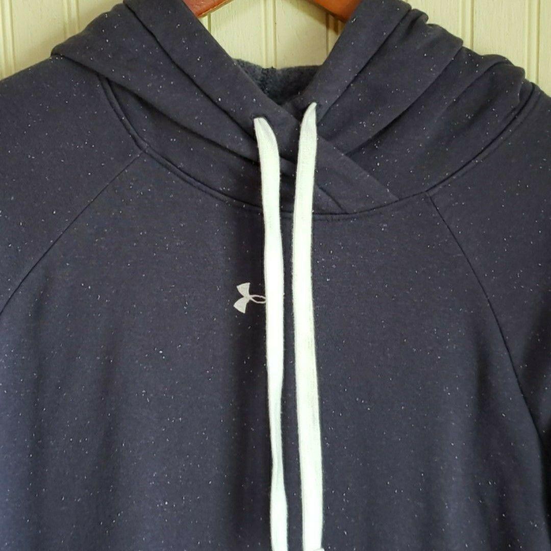 Under Armour Hoodie Mens Medium Blue Speckled Fleece Pullover Kangaroo Logo