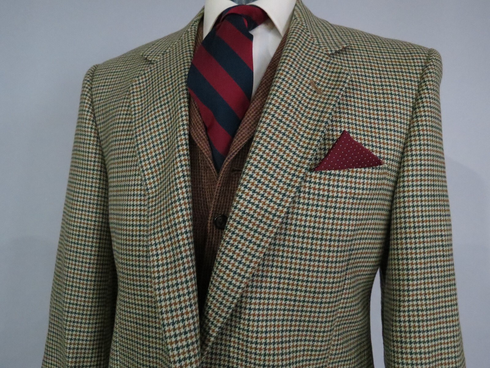 J.C Twidd English Tailoring hounds tooth tweed Corduroy elbow sport coat 42 R