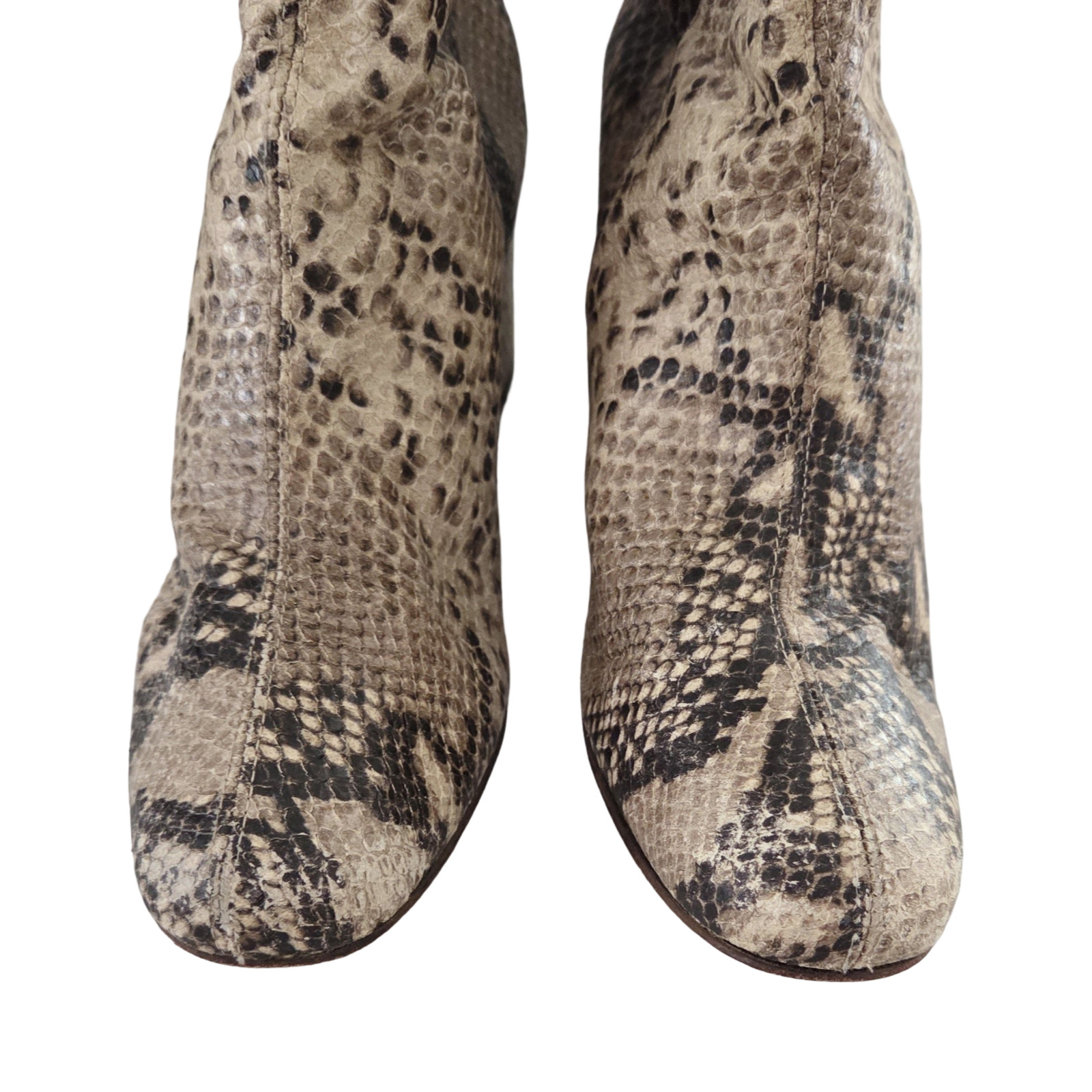 Free People EU 38 US 7.5 Cecile Tan Snakeskin Textured Leather Ankle Zip Booties