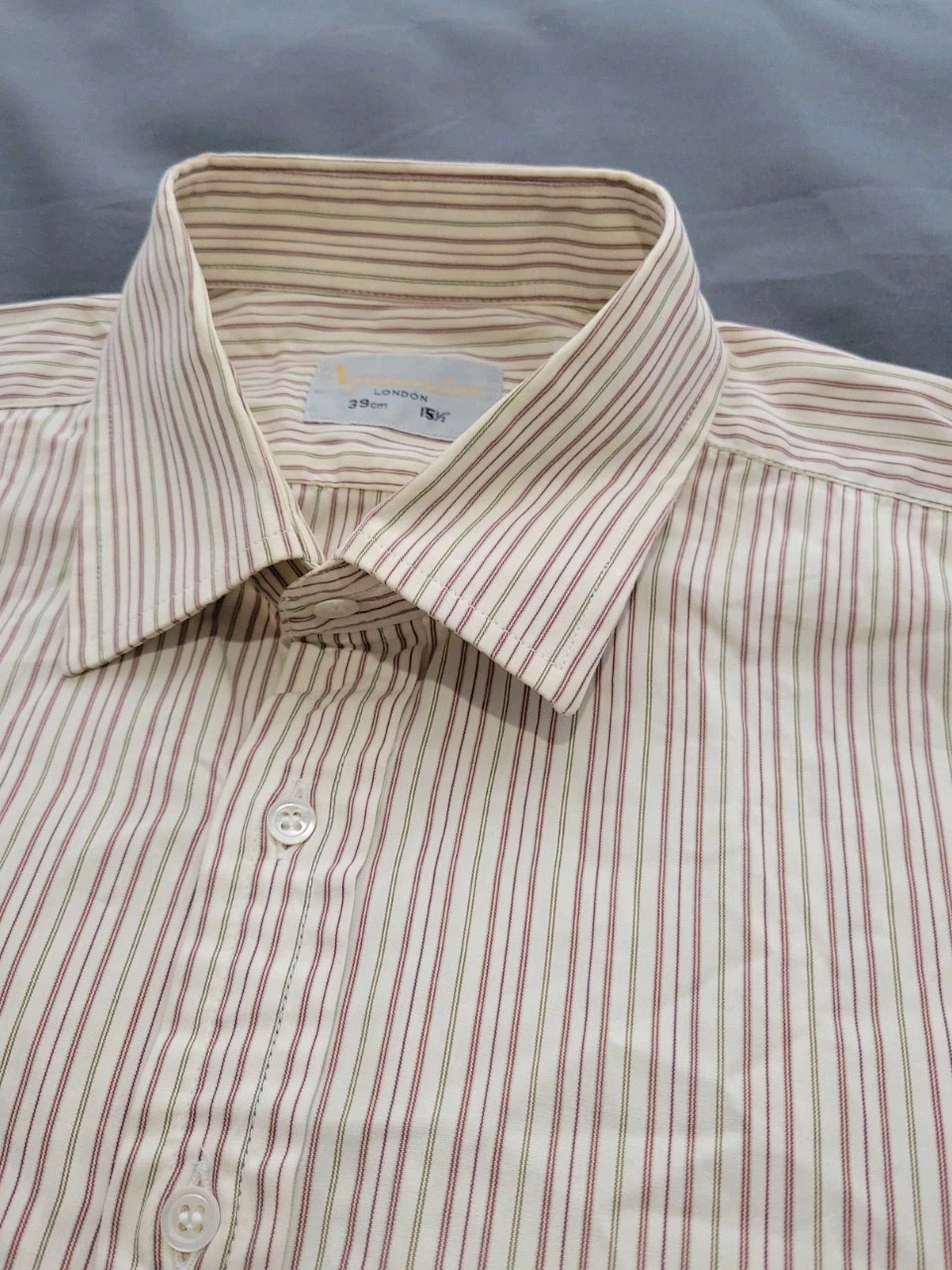 Aquascutum Mens Shirt Medium Stripe Long Sleeved Cotton Double Cuff 15.5″ 39cm