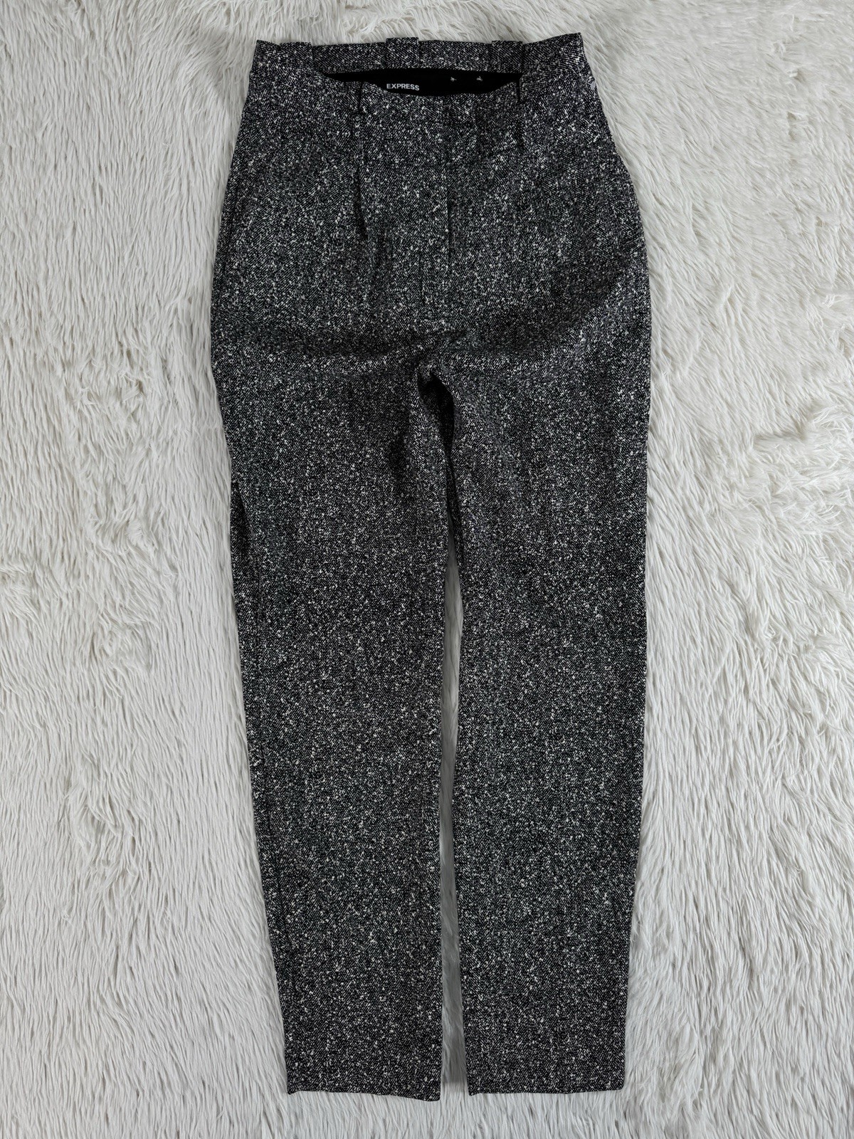 Express Black Salt & Pepper Pattern Super High-Rise Ankle Dress Pants Women’s 8L