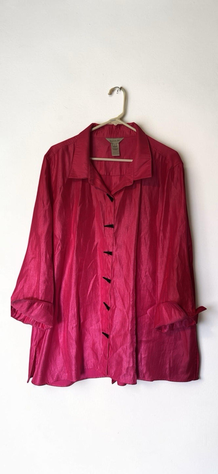 EUC Multiples Brand Plus Women’s Shackedt Jacket Shirt 2x Pink Fuschia Toggle