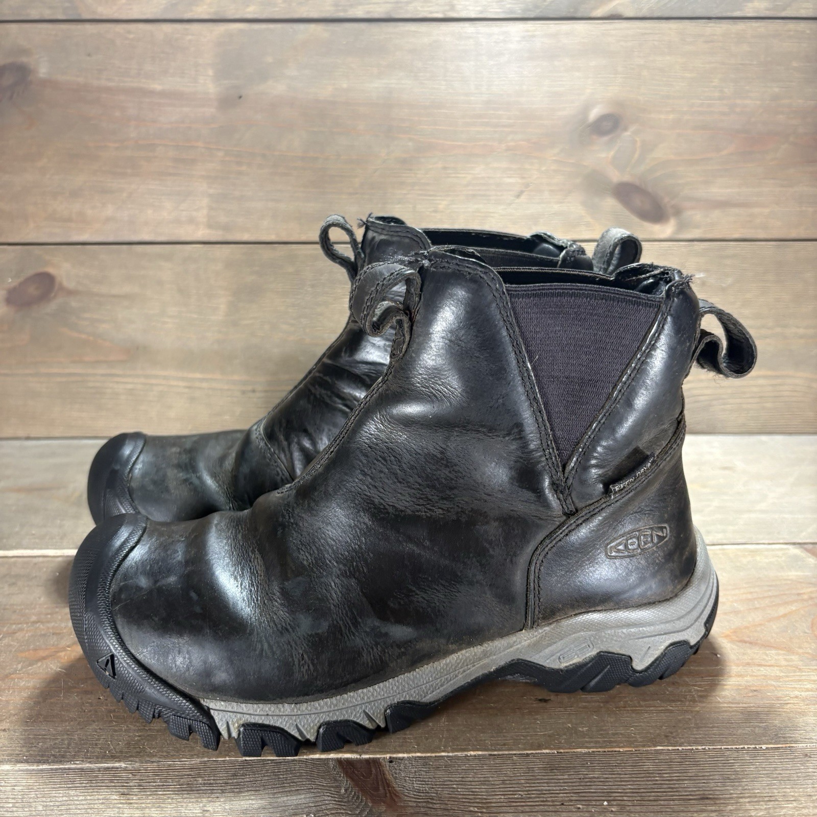 keen greta womens size 6 shoes black leather waterproof ankle chelsea boots
