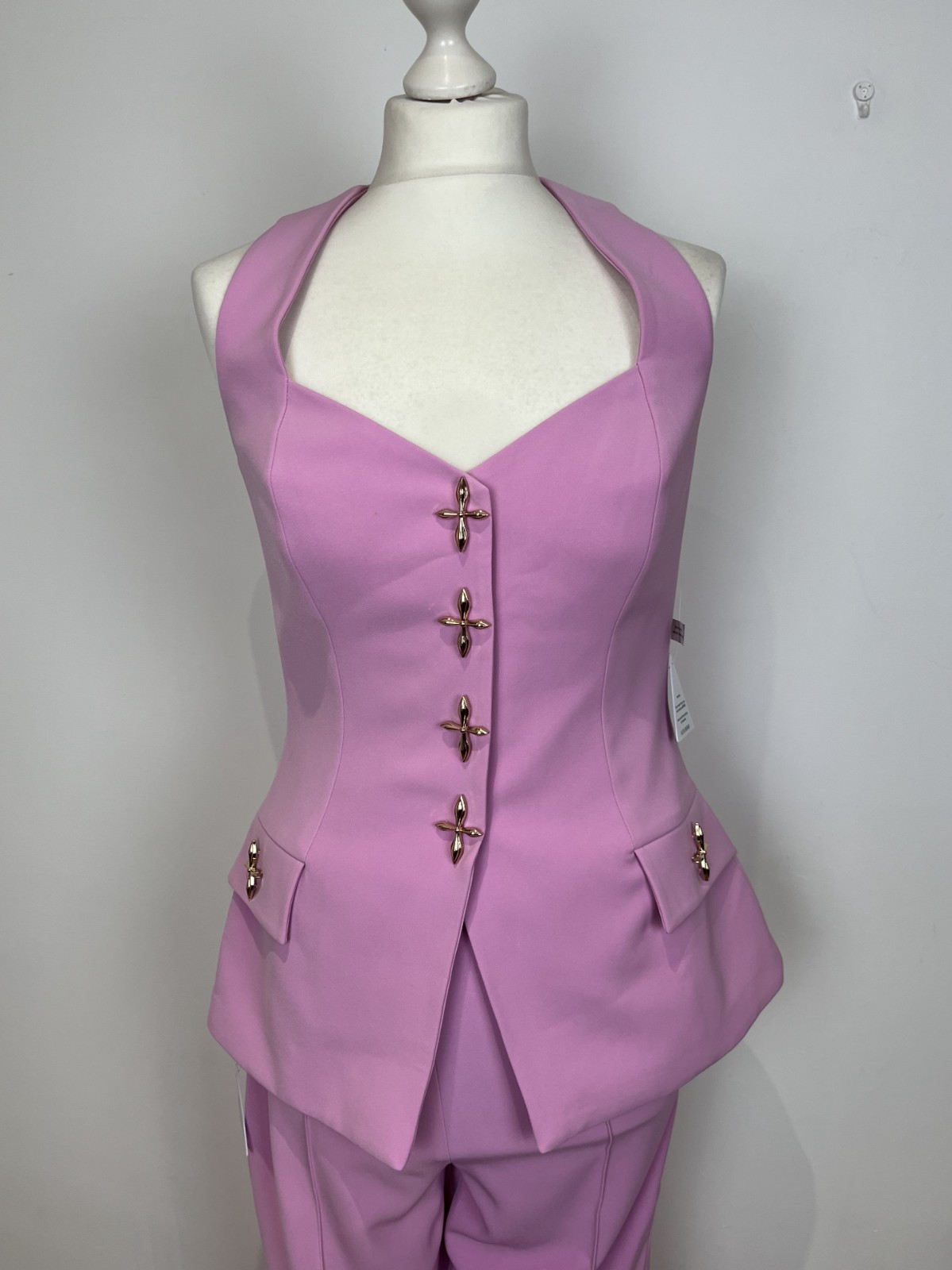 NADINE MERABI Zoe Waistcoat & Charlotte Trousers, Pink SMALL UK8 EU36 US4 RP£500