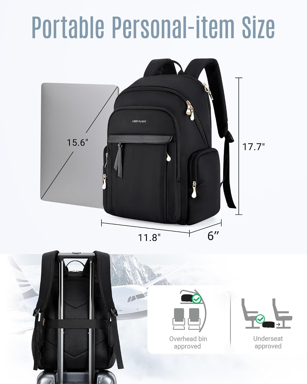 Water-Resistant 15.6 Inch Laptop Backpack for Women – Stylish Travel Companion