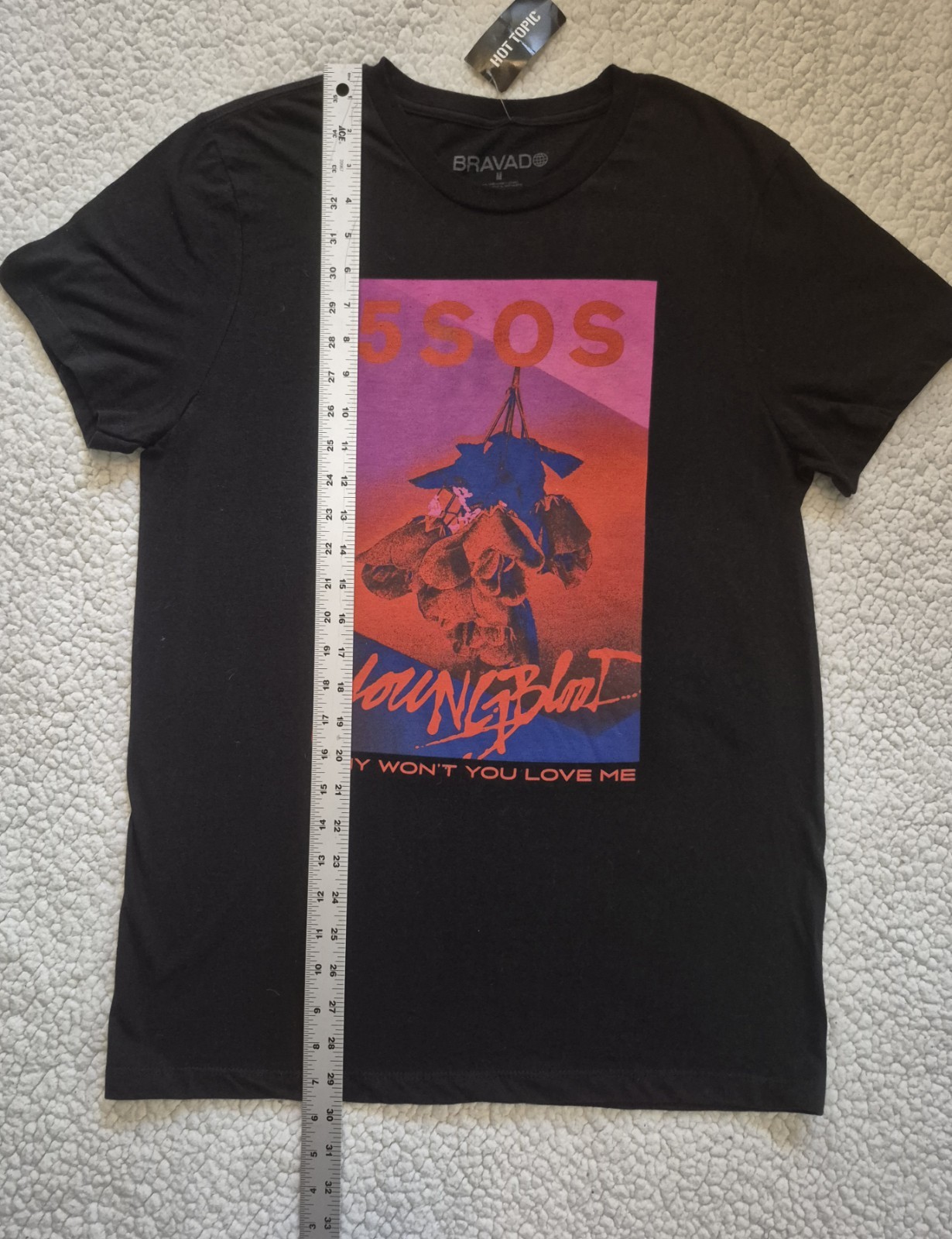 5SOS T-shirt M Black Young Blood Unisex Fit 5 Seconds of Summer Hot Topic NWT