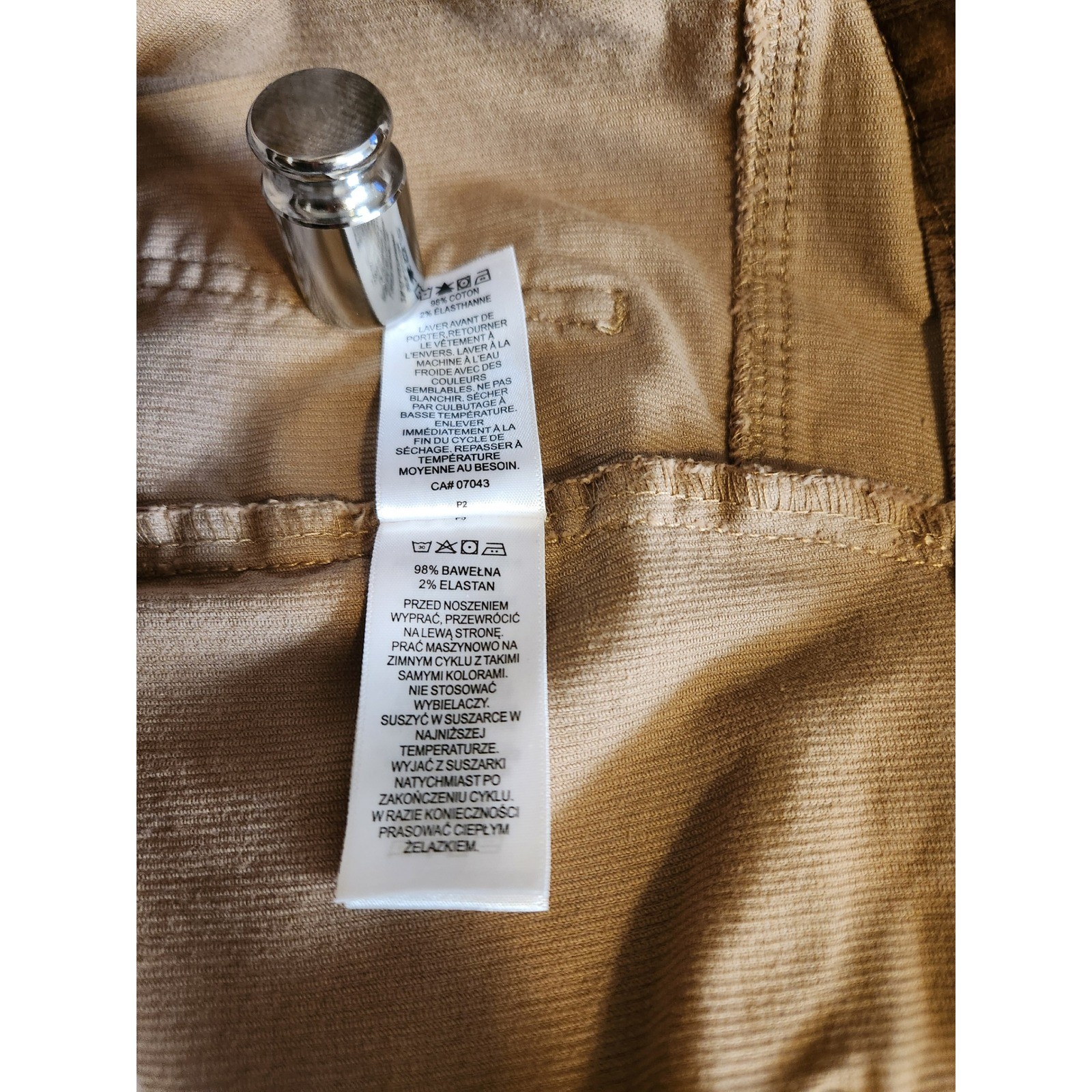 Jones New York Corduroy Pants Women 4 Tan Flare Leg Double Button JNY Stretch