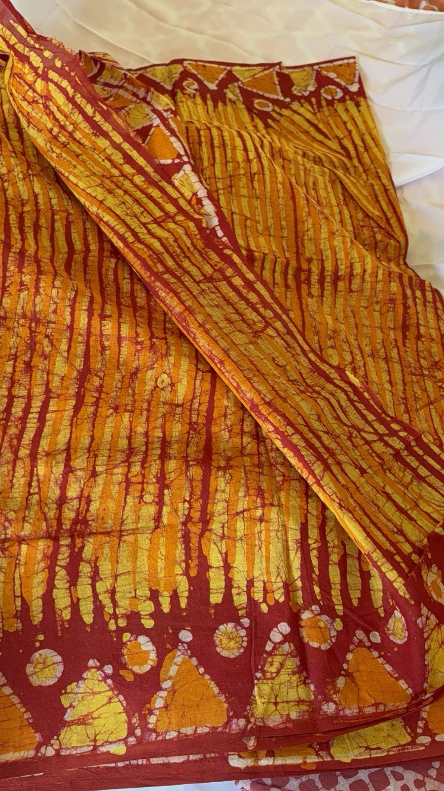 NEW 🆕, Cotton BATIK SAREE.( Item#yellowred ). Only $29