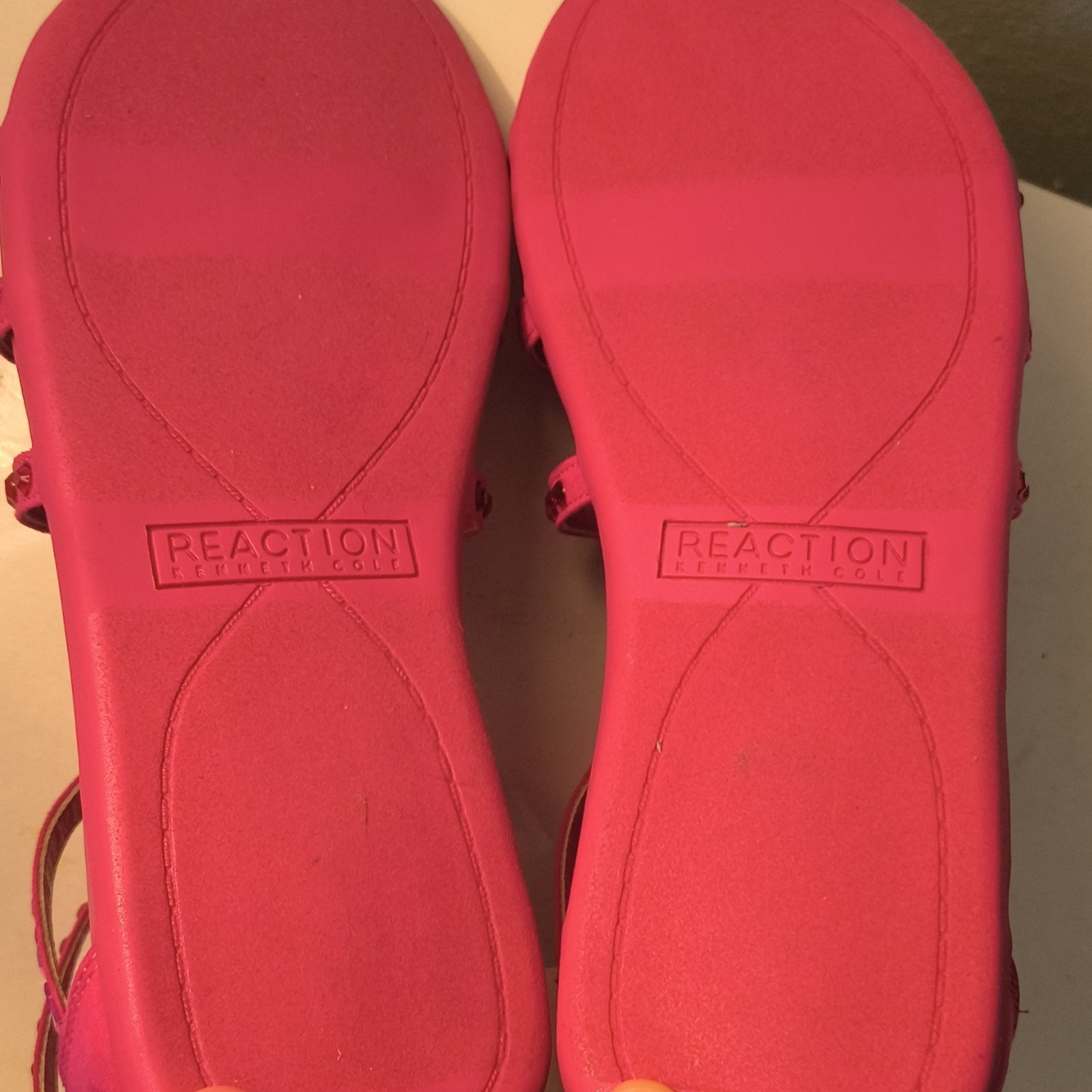 Reaction Kenneth Cole Pink Rhinestone Jeweled Gladiator Sandals Ankle Zip 9-9.5