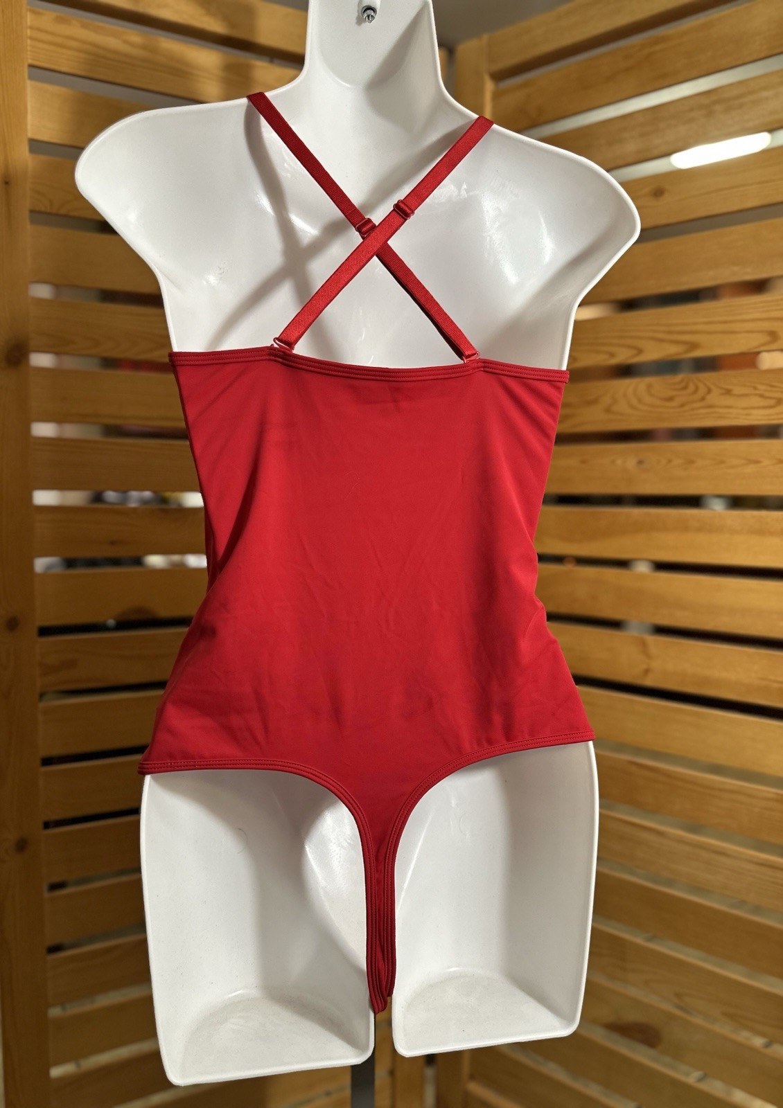 Shaper in Red Sexy Low Cut Shapewear Bodysuit Size Medium
